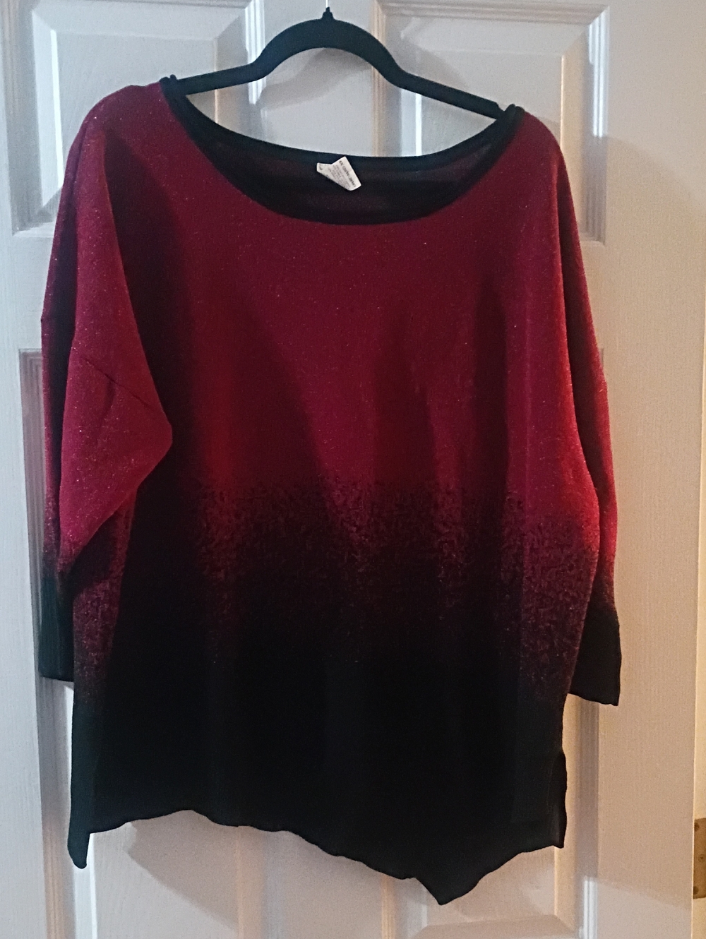 Faded Glory Red to Black Ombre Crewneck Sweater